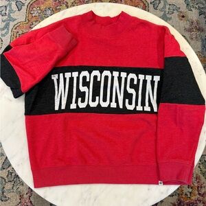 47 Brand Wisconsin Red and Black Crewneck Sweater
